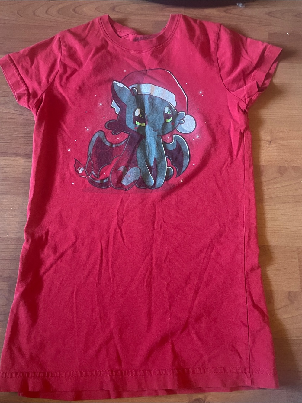 Kids Red Short Sleeve Tee with Festive Dragon Graphic